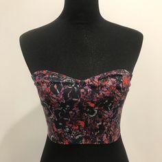 Nwot. Brand New. Never Worn. Purple Floral Print Stretch Back Button For Closure Urban Outfitters Multicolor Bandeau Top For Party, Fitted Multicolor Tops With Built-in Bra, Fitted Sleeveless Tube Top For Festivals, Fitted Bandeau Top For Festival, Multicolor Fitted Bandeau Top, Fitted Multicolor Bandeau Top, Fitted Purple Crop Top With Built-in Bra, Multicolor Fitted Bandeau Tube Top, Fitted Multicolor Bandeau Tube Top