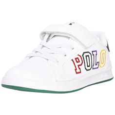 A to Z Shop Our eBay Store About Us Contact Us Add to Favorite Sellers Polo Ralph Lauren Toddler Boy's Heritage-Court-II-Graphic White Sneakers Shoes Polo Ralph Lauren Toddler Boy's Heritage-Court-II-Graphic-PS Sneakers White/Navy/Green Shoes Product Information: Model: Heritage Court II Graphic PS; RF104119T Faux-Leather Upper Alternative Closure Across Vamp With Elastic Faux-Laces Textile Lining Lightly Padded Insole & Tongue Embroidered Polo Logo Across Side Polo Player Logo On Tongue Leather Sports Lace-up Skate Shoes With Embroidered Logo, Sporty Skate Shoes With Embroidered Logo, White High-top Sneakers With Embroidered Logo, Sporty Low-top Canvas Shoes With Embroidered Logo, White High-top Sneakers With Appliqué Logo, Casual Multicolor Sneakers With Embroidered Logo, Multicolor Low-top Sneakers With Embroidered Logo, White Low-top Sneakers With Appliqué Logo, Sporty Multicolor Sneakers With Logo