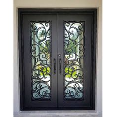 GID thermal break Iron wrought double front doors with one panel glass Iron Front Door Single Coastal, Double Door Entryway With Glass, Wrought Iron Entry Doors The Home Depot, Classic Front Door Iron, 48”luxury Front Door With Side Lights, Cast Iron Front Doors, Rain Glass Double Front Door, San Marcos Iron Doors, Double Door Entrance Iron