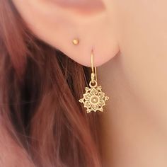 "⚡️ FREE SHIPPING ⚡️ on orders over $35 * T H E * D E T A I L S * 🧘🏽 These earrings are a symbol of your spiritual journey. A mandala is a geometric configuration of symbols that generally represents the spiritual journey, starting with the outside (your everyday world) to the inner core, through layers. See our Mandala stud earrings here: https://www.etsy.com/listing/1143655537/golden-mandala-studs-flower-of-life * Choose from Sterling silver or Bronze with Gold fill ear wires * Mandala measu Gold Lotus Flower, Golden Mandala, Mandala Earrings, Bohemian Style Jewelry, Gold Lotus, Necklace Extender, Sunny California, Inner Core, Earrings Bohemian