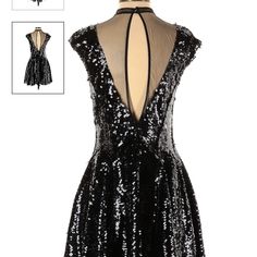 Free People Black Sequins With Sheer Detail On Neck And Back. Black Backless Holiday Dress, Black Mini Dress For Holiday Costume Party, Holiday Black Backless Dress, Glamorous Halloween Costume Party Dress, Witchy Sleeveless Party Dress, Black Witchy Mini Dress For Costume Party, Black Sequined Dress For Costume Party, Black Witchy Dress For Night Out, Spring Party Dresses With Witchy Style