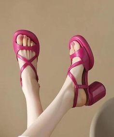 Rose Sandals Chunky Faux Leather Comfy Splicing Cross StrapMade of:-Faux Leather Upper.-Rubber sole- cushioned insole.2.95"/7.5cm Chunky Heel Rose Sandals, Sandals Chunky, Cross Straps, Chunky Heel, Chunky Heels, Rubber Sole, Leather Upper, Faux Leather, Sandals