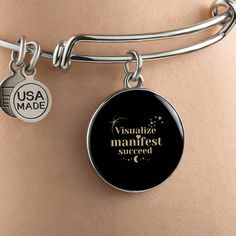 Our Manifest Success Affirmation bracelet a stunning piece of positive affirmation jewelry that comes packaged in a beautiful gift box, sent with tracking, ready to gift or recieve. This bangle is not only a fashionable accessory but also a powerful tool for manifesting new beginnings and attracting positivity into your life, daily.Crafted with exquisite attention to detail, the bracelet features a sleek design that combines elegance with a powerful daily affirmation. Our jewelry is made of high-quality surgical steel with a shatterproof liquid glass coating and an 18k gold finish option.➜ Engrave onto the back of the Manifest Success Affirmation bracelet your angel number, your desired affirmation, your loved one's name, your goal, wedding date, anniversary, or anything else you want to e Inspirational Hypoallergenic Jewelry For Best Friend Gift, Inspirational Hypoallergenic Jewelry For Best Friend, Inspirational Bangle Jewelry For Best Friend Gift, Inspirational Bangle For Best Friend Gift, Inspirational Hypoallergenic Bracelets For Gift, Inspirational Nickel Free Bracelets As Gift, Inspirational Nickel-free Bracelets As Gift, Inspirational Nickel-free Bracelets As A Gift, Inspirational Bangle Jewelry Gift