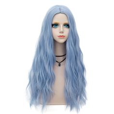 PRICES MAY VARY. 【Wig Feature】- Wig Brand: Probeauty. Length: 70cm. Weight: About 280g. Head circumference: 19.6"-23.6". 【Matte Quality Material】- This blue wig was made of matte high-temperature synthetic fiber, full in volume, not shiny in the sun. 【Adjustable Size】- There are two straps inner in this long blue wig, which can adjust to different sizes to suit more people. 【Package Include】- 1* Blue wig for women, 1* wig cap. The color of the synthetic wig may vary from the settings of the comp Curly Women, Ombre Dark, Pale Blonde, Wig Party, Women Cosplay, Blue Wig, High Quality Wigs, Curly Waves, Colored Wigs