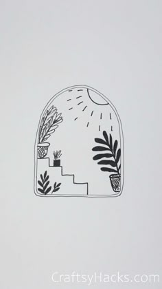 a drawing of some plants in a pot on top of a white surface with the words crafty hacks written below it