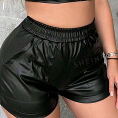 Shein Elastic Black Leather Shorts Nwt Size Large Measurements Length 13 1/2 Waise 29-41 Leave Comments Below Casual High Waist Faux Leather Bottoms, Black Shorts With Pockets For Fall, Fitted Faux Leather Summer Bottoms, Casual Stretch Faux Leather Bottoms, High Waist Faux Leather Shorts With Pockets, High Waist Black Faux Leather Shorts, Black High Waist Faux Leather Shorts, Faux Leather Bottoms With Built-in Shorts For Night Out, Casual Faux Leather Bottoms For Summer