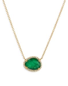 Zoe Lev 14K Yellow Gold Diamond & Emerald Pendant Necklace, 18 Luxury Oval Necklaces For May Birthstone, Elegant Green Necklaces Stamped 14k, Emerald Pendant Necklace, Emerald Necklace Pendant, Sky View, Emerald Pendant, Gemstone Necklace Pendant, Jade Pendant, Gold Pendant Necklace