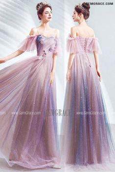 Purple A-line Banquet Dress, Purple A-line Dress For Banquet, Pink Fitted A-line Gown, Purple A-line Evening Dress For Summer, Purple A-line Summer Evening Dress, Purple A-line Gown For Banquet, Purple A-line Gown With Fitted Bodice, Fitted Tulle A-line Dress, Fitted A-line Tulle Dress