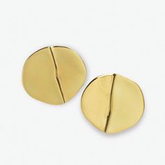 Ellie Round with Step Post Earrings Brass Earrings Contemporary Round Earrings, Contemporary Round Earrings For Everyday, Contemporary Everyday Round Earrings, Modern Circle Earrings Tarnish Resistant, Modern Sphere Earrings With Polished Finish, Modern Brass Earrings With Polished Finish, Modern Polished Sphere Earrings, Modern Everyday Circular Earrings, Modern Nickel-free Round Disc Earrings