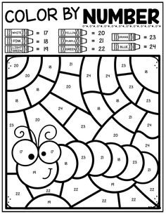 the color by number page for spring with an image of a smiling bug on it