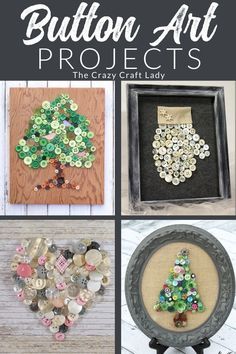 button art projects for the crafty craft lady book cover with images of buttons and christmas tree