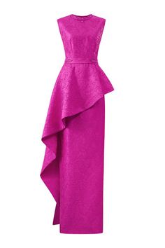 Rhapsody Sheath Extended Flap Jacquard Floor Length Dress | MEAN BLVD Pink Jacquard Evening Dress, Pink Jacquard Dress For Wedding, Structured Gown, Mean Blvd, Floor Length Dress, Glam Dresses, Floor Length Dresses, Designer Collection, Dresses Xs