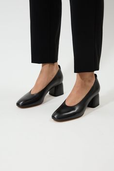 Pre-order with 20% off until August 20th Ships out on August 26th Heel height 2.4in Genuine leather Lining - Calf leather Crafted from high-quality materials, Georgia heels feature a sleek, timeless design that complements any outfit. The pointed-toe silhouette adds an elegant touch, while the sturdy block heel provides stability and all-day comfort. The smooth, supple upper ensures a luxurious feel, making these heels a standout addition to your collection. Modern Almond Toe Heels For Fall, Stacked High Heel Block Heels For Office, Office Block Heels With Stacked High Heel, Office High Block Heels With Stacked Heel, Closed Toe Court Shoes For Business In Fall, Fall Business Court Shoes With Closed Toe, Square Toe Heels With Contrasting Heel Counter, Block Heels With Sculpted Heel And Square Toe, Fall Court Shoes With Stacked Heel For Work