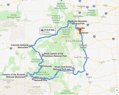 a map showing the route to colorado