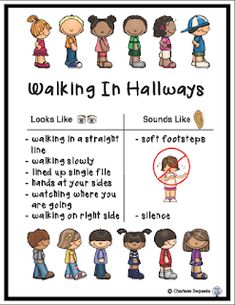 a cross stitch pattern with the words walking in hallways and pictures of children standing together