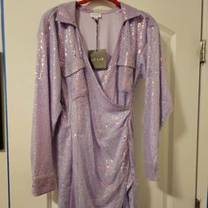 This Is A Size Small Sequined Short Cocktail Dress, Absolutely Gorgeous! Great For Your Night Out, Cruise, Or Vacation. New With Tags! Purple Cocktail Dress Short, Lavender Long Sleeve Mini Dress For Party, Spring Purple Mini Sequin Dress, Purple Embellished Sequin Cocktail Dress, Lavender V-neck Mini Dress For Beach, Purple V-neck Mini Dress With Sequins, Luxury Purple V-neck Mini Dress, Cocktail Dress Short, Purple Cocktail Dress