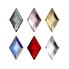 six different colored diamonds on a white background