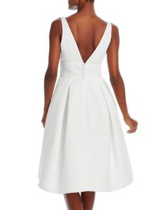 Amsale Faille V-Neck Fit-and-Flare Dress Fit And Flare Dress, Fit Flare Dress, Fit & Flare, Silk Dress, Flare Dress, Dresses Online, Fit And Flare, Pick Up, In Store