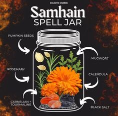 Samhain Spell Jar, Health Spell Jar, Witchy Spells, Health Spell, Dream Spell, Witches Jar, Wicca Recipes, Spell Bottles, Manifestation Spells