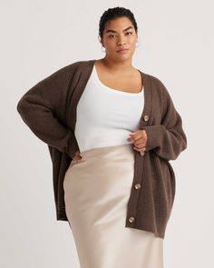 Mongolian Cashmere Oversized Boyfriend Cardigan Sweater - Plus Size Cardigan Plus Size, Classic Coastal, Boyfriend Sweater, Boyfriend Cardigan, Coastal Vibes, Brown Cardigan, Quarter Zip Sweater, Womens Cashmere, Just Run