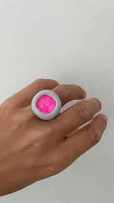 Art Ring, Pink Crystal, Cocktail Rings, Neon Pink, Pearl Jewelry, Diamond Rings, Light Gray, Norway, Statement Rings