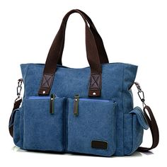 PRICES MAY VARY. MATERIAL: High Quality Canvas CLOSURE: Top Zipper Closure DIMENSIONS: 14.96''(L) x 6.30''(W) x 11.42''(H); double handles with 7" drop; adjustable shoulder strap with 35" to 58" drop. POCKETS: 1 Generous main pockets, 1 Tablets pockets(fits up to 14" laptops), 1 Inner zipper pocket. 1 Exterior back wall zipper pocket, 2 Front pocket, 2 side pockets. FEATURES: Decorative Gold-tone Hardware, Zip-pockets in Middle and Back, easily carry your mobile phone, wallet, cosmetic, IPAD, um Messenger Tote Bag, Kavu Rope Bag, Soft Leather Tote, Waterproof Tote, Work Tote Bag, Rope Bag, Work Tote, Travel Work, Purse Crossbody