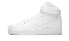 Even with countless colorways and materials applied to the shoe throughout the years, the Air Force 1 still looks best in all-white leather. Jordan Shoes For Sale, Buy Nike Shoes, Nike Air Force 1 High, Pretty Shoes Sneakers, New Nike Shoes, Air Force 1 High, Nike Air Shoes, Stadium Goods, New Sneakers