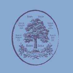 the logo for harry and mary leela's family tree, which is located in an oval