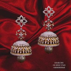 Jhumka Diamond, Diamond Chandbali, Diamond Ornaments, Diamond Earrings Indian, Silver Market, Jewellery Board, Chandbali Earrings, Earrings Indian, Silver Collection