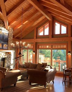 a living room filled with furniture and a fire place in the middle of a room