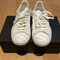 Worn Only A Few Times In Great Condition. Comes With Origin Box And Shoe Bags. Size 35 (5) Vetements Shoes, Shoe Bags, Low Top Sneakers, White Green, Womens Shoes Sneakers, Low Top, Top Sneakers, Shoes Sneakers, Women Shoes