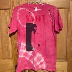 For All My Scarface And Al Pacino Fans! Awesome Hot Pink, Custom Tie Dyed And Custom Handmade Distressed T-Shirt. Condition: Brand New, Nwot Size: Unisex Medium (Have Multiple Quantities In Sizes S, M, L, Xl) Pink Distressed T-shirt For Summer, Pink Distressed Summer T-shirt, Red Distressed Crew Neck T-shirt, Red Distressed Short Sleeve T-shirt, Homemade Tie Dye, Distressed Tshirt, Distressed T Shirt, Al Pacino, Custom Ties