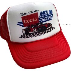 Bill Elliott Coors #9 Trucker Mesh Hat adjustable Snap Back Cap Red   Vintage style trucker hat, Retro snapback hat This is a mesh trucker hat with an adjustable snapback that fits most people 100% Polyester Front 100% Nylon Mesh Back 5-panel cap Seamless Foam Front Panel with Lining 6 Rows of Stitching on the Visor Matching Fabric Under visor Adjustable Plastic Snap Cup Hat, Bill Elliott, Snap Back Cap, Rick Ross, Vintage Trucker Hats, Vintage Nascar, Mesh Hat, Vintage Cap, Snap Back