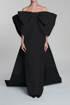 Anniversary Off-The-Shoulder Double Bow Silk Faille Column Gown with D – ALEXIA MARÍA Luxury Evening Dress For Black-tie Events, Luxury Floor-length Evening Dress For Black-tie Events, Cocktail Jumpsuit, Detachable Cape, Ten Year Anniversary, Elegant Minimalism, Ship Wedding, Double Bow, Column Gown