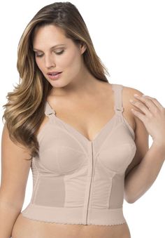 This is a national brand item. Please see details when ordering to confirm inclusion in any deal or offer. Fully® bras by Exquisite Form® are specially designed for a fuller, heavier bust. This front-hook longline bra with soft, full cups assures great comfort and support. Made with mesh sides for extra breathability. Moderate Lift: wireless cups offer dependable, everyday support and a flattering shape Adjustable straps with cushioned, slip-on padsCenter front: 10-10.5" lengthPoly/cotton/nylon/ Posture Bra, Bra Sewing, Lingerie Drawer, Trendy Fall Outfits, Longline Bra, Shirt Bra, Full Coverage Bra, Plus Size Bra, Sock Patterns