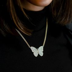 Representing change, endurance, and life, the Butterfly Necklace in 18k Yellow Gold is perfect for those looking for a simple and stunning everyday piece. This product is guaranteed for life - GLD will repair the item should you experience any defects in craftsmanship or breakage. Specifications - Length: 14"-16" (Adjustable) - Width: 3mm - Weight: (Weight can vary +/- 1 gram) 18k Yellow Gold Plated: 18 grams | Butterfly Necklace, Size 14"-16", 18k Chain - The GLD Shop Necklaces For Men, Butterfly Necklace Gold, Cross Earrings Studs, Cross Chain, Owl Pendant, Necklace Size, Gold Butterfly, Butterfly Necklace, Butterfly Pendant