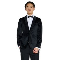 This Boys 2-16 OppoSuits Dinner Jacket & Bow Tie Set is the perfect ensemble for any special occasion. This Boys 2-16 OppoSuits Dinner Jacket & Bow Tie Set is the perfect ensemble for any special occasion. FEATURES Includes: jacket and bow tie Long sleeves Button closure 2 faux pockets Slim fitFABRIC & CARE Polyester Machine wash Imported Color: Black. Gender: male. Age Group: kids. Shoes Guide, Dinner Jacket, Bow Tie Set, Boys Fashion, Tie Set, Boy Fashion, Blazer Suit, Bow Tie