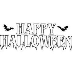 happy halloween with bats and the word'happy halloween'in black on a white background