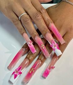 @cheryshpx X Long Nails, Baddie Long Acrylic Nails, Boujie Nails, 15 Nails, Really Long Nails, Pink Nail Inspo, Weak Nails, Punk Nails