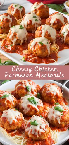 chicken parmesan meatballs on a white plate