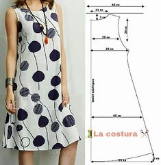 a women's dress pattern is shown with measurements for the top and bottom part