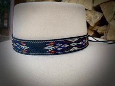 Beautiful new woven Hat Band style, shades of blue and black, cream, red and turquoise, boho western, hippie hat, cowboy or cowgirl hat accessory, western retro fashion.  has a great look of horsehair hitched hat band. for ALOT less HAT NOT INCLUDED SHIPS FREE IN USA Hippie Hat, Bronc Riding, Retro Hats, Rodeo Cowboy, Personalized Hats, Cotton Hat, Leather Hats, Southwest Style, Cowgirl Hats