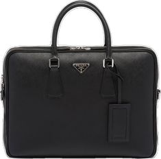 Designer Formal Briefcase With Branded Hardware, Designer Business Briefcase With Branded Hardware, Black Leather Briefcase With Silver-tone Hardware, Leather Business Bags With Logo Hardware, Luxury Black Briefcase With Zipper Closure, Formal Leather Briefcase With Silver-tone Hardware, Luxury Briefcase With Top Handle For Business Trips, Leather Briefcase With Silver-tone Hardware For Formal Use, Designer Business Bags With Silver-tone Hardware