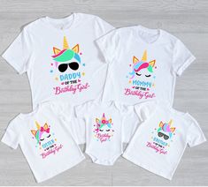 "Unicorn Birthday Party Family Shirt, Custom Birthday Party Shirts, Unicorn Theme Birthday Shirt, Birthday Girl Tee, Birthday Party T-Shirts ☀️☀️☀️☀️☀️ Everything in our shop is hand crafted and made to order. If you want different color or size contact me! If you would like something custom made to fit your personal style please message me and I will do everything to get you that something special. ---How To Order--- ⭐️Please, check and review all photos ⭐️Choose your t-shirt size and color ⭐️E Birthday Party Shirts, Unicorn Shirts, Unicorn Themed Birthday Party, Party T Shirts, Custom Birthday Shirts, Unicorn Birthday Party, Unicorn Theme, Unicorn Shirt, Unicorn Tshirt