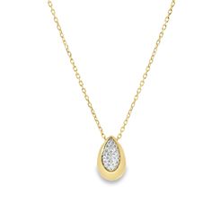 Aspery and Guldag 14 Karat Yellow Gold Large Teardrop Necklace 0.44ctw pave diamonds 16"-17" long Teardrop Necklace With Single Cut Diamonds, Teardrop Diamond Necklace With Sparkling Stones, Teardrop Yellow Gold Necklace With Single Cut Diamonds, Yellow Gold Teardrop Necklace With Single Cut Diamonds, Diamond Teardrop Necklace With Sparkling Stones, Formal Drop Necklace With Diamond Accents And Teardrop Pendant, Diamond White Teardrop Necklace With Single Cut Diamonds, Timeless Teardrop Diamond Necklace With Single Cut Diamonds, Briolette Diamond Necklace With Diamond Accents