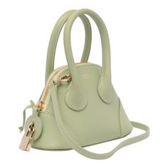 100% Calf Leather Chic Handheld Satchel With Dust Bag, Green Top Handle Bag With Zipper, Green Top Handle Bag With Zipper Closure, Chic Top Handle Satchel With Zipper Closure, Luxury Green Bag With Zipper Closure, Chic Handheld Bags With Zipper Closure, Leather Shoulder Evening Bag With Zipper, Chic Green Handheld Satchel, Chic Green Shoulder Bag