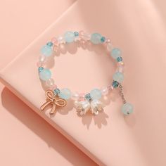 Material: Artificial Crystal Fashion Element: Lily Style: Natural Lily Bracelet, Daisy Bracelet, Crystal Fashion, Girlfriend Birthday, Birthday Gifts For Girlfriend, Elastic Bracelet, Pink Bracelet, Beaded Stretch Bracelet, Pink Opal