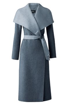 A supple double-faced wool from Italy lends a soft and cozy feel to a timeless wrap coat with a face-framing oversized collar and an elegant midi length. 50" length (size Medium) True-wrap style Shawl collar Removable tie belt Front welt pockets 100% wool Dry clean Imported Belted Wrap Coat, Wool Wrap Coat, Wool Trench Coat, Wrap Coat, Tall Model, Shawl Collar, Tie Belt, Designer Outfits Woman, Wool Coat