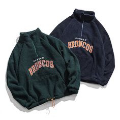 DENVER BRONCOS HALF ZIP-UP TURTLENECK PULLOVER SWEATSHIRT Indie Jeans, High Neck Sweaters Women, Egirl Clothes, Hoodies Men Style, Hoodie Streetwear, Winter Fashion Coats, Jeans Y2k, Turtleneck Pullover, Track Suit Men