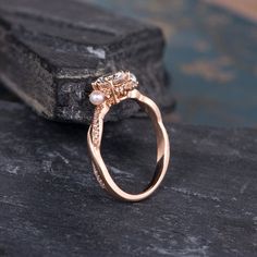 Moissanite Engagement Ring Rose Gold Infinity Wedding Band Akoya Pearl Birthstone June Bridal Ring Diamond Women Anniversary Gift For Her ITEM INFORMATION: Metal Type- Solid 14K Rose Gold Ring Size Available- US3# -10# *Engagement Ring Details： WIDTH-( approx. 1.3mm ) 1.Center Stone- 6mm Moissanite, D-E-F, VVS 2.Side Stones - Natural Diamond Weight - 028ct Clarity - SI Color - H 3. Side- Natural Pearl Size: 2.5mm **Stone Replacement** Available with any other gemstones, please feel free to conta Elegant Rose Gold Bridal Sets For Anniversary, Elegant Rose Gold Jewelry For Marriage, Elegant Wedding Ring With Rose Cut Diamonds, Elegant Wedding Diamond Ring With Elegant Design, Elegant Rose Cut Diamond Wedding Ring, Infinity White Gold Wedding Jewelry, Moissanite Jewelry With Center Stone For Wedding, Wedding Diamond Ring With Rose Cut Diamonds, Round Band, Wedding Jewelry With Center Stone Moissanite